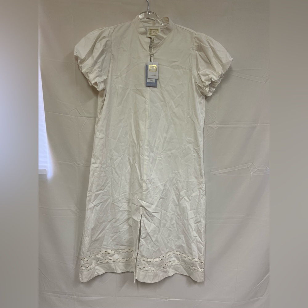 NEW SAIL TO SABLE WOMEMS PUFFY SLEEVE BUTTON MIDI WHITE DRESS SIZE: XL